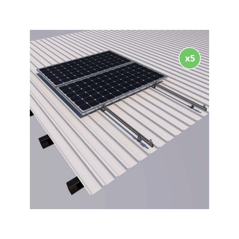 Estructura coplanar vertical en aluminio para 5 placas. 03V5