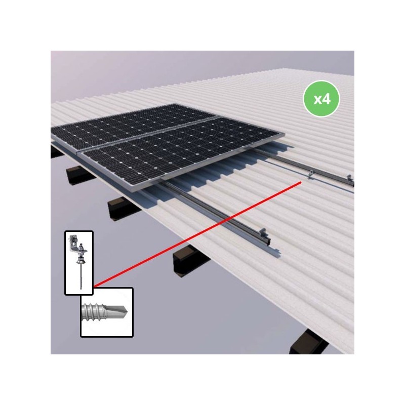 Estructura coplanar vertical para 4 módulos en cubierta metálica. 01.1V4-C