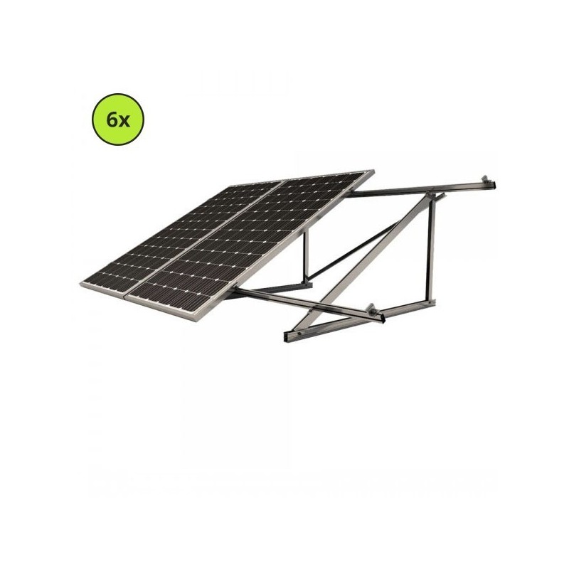 Estructura aluminio para 6 módulos a 15° en vertical a triángulo cerrado 10V6