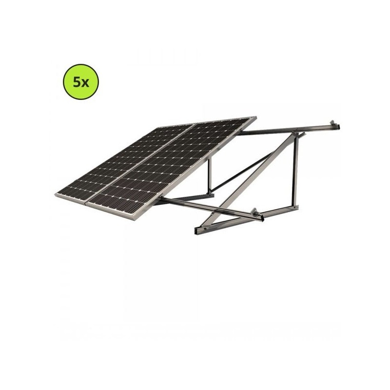 Estructura aluminio para 5 módulos a 30° en vertical a triángulo cerrado 10V5
