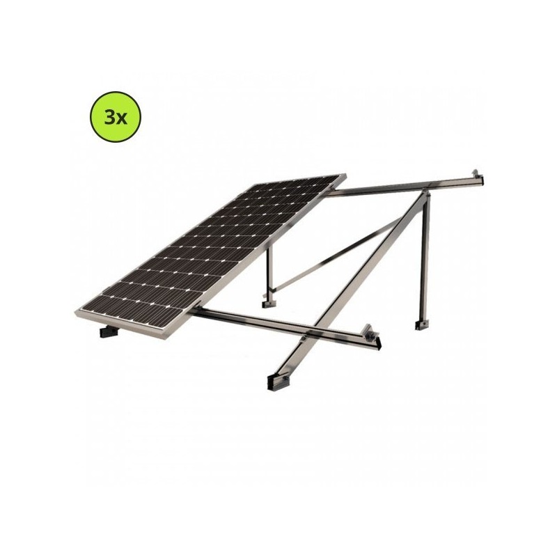 Estructura aluminio para 3 módulos a 30° en vertical a triángulo abierto XL 09V3