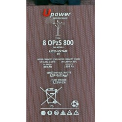 Bateria estacionaria UPOWER 8 OPzS 800 de 2V/1339 Ah C100 (893 Ah en C10)