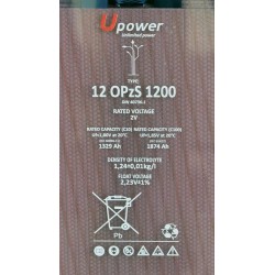 Bateria estacionaria UPOWER 12 OPzS 1200 de 2V/1993 Ah C100 (1329 Ah en C10)