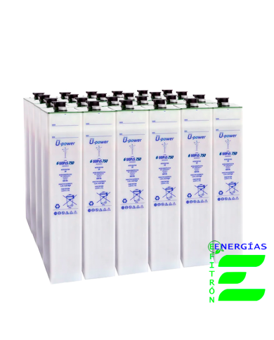 Batería estacionaria traslúcida UPOWER 6 UOPzS 750 de 48V/975 Ah C100 (750 Ah C10)