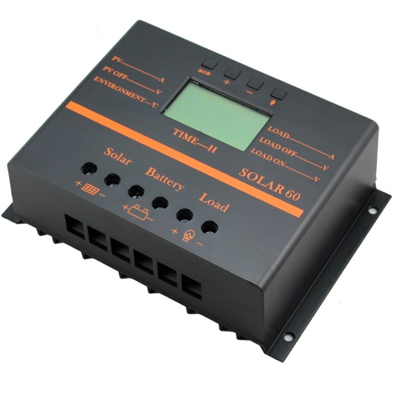 Regulador de carga PWM 12/24V.60A, con display y USB