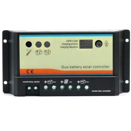 Regulador de carga PWM DUAL (dos baterías) 12/24V-20A. DB20A