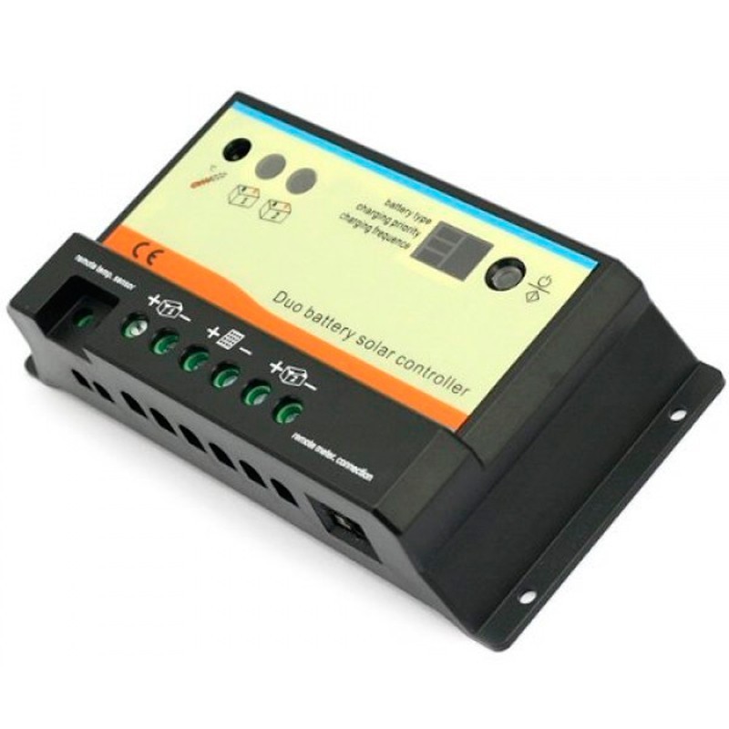 Regulador de carga PWM DUAL (dos baterías) 12/24V-10A. DB10A