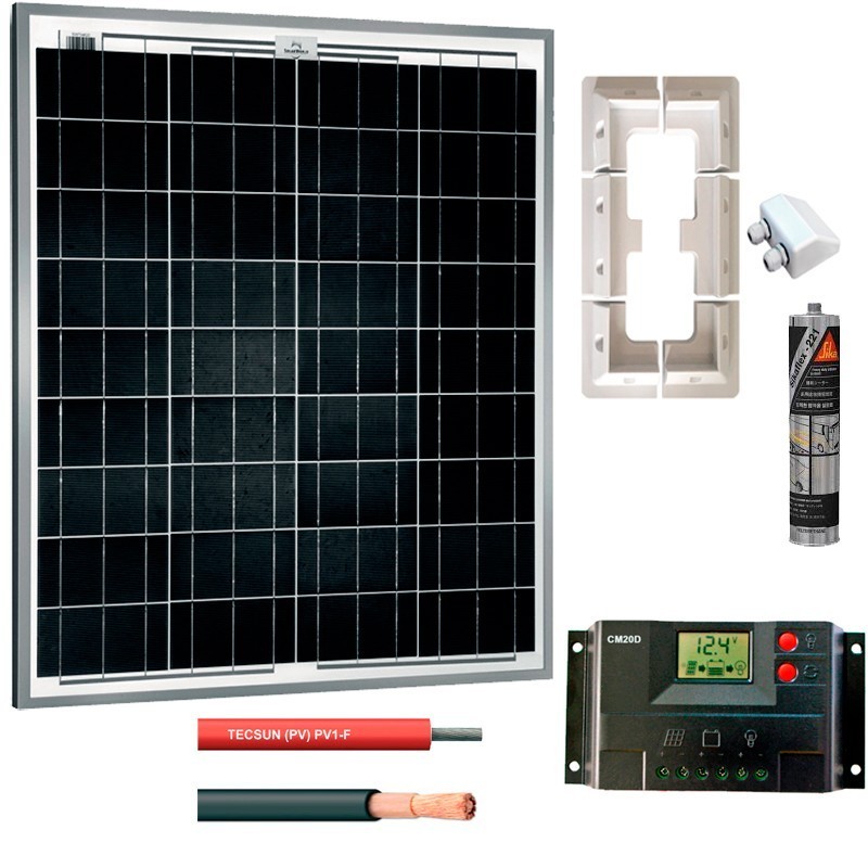 Kit fotovoltaico aislada 300 Wh/día en 12V (Potencia: 80 Wp) Caravanas