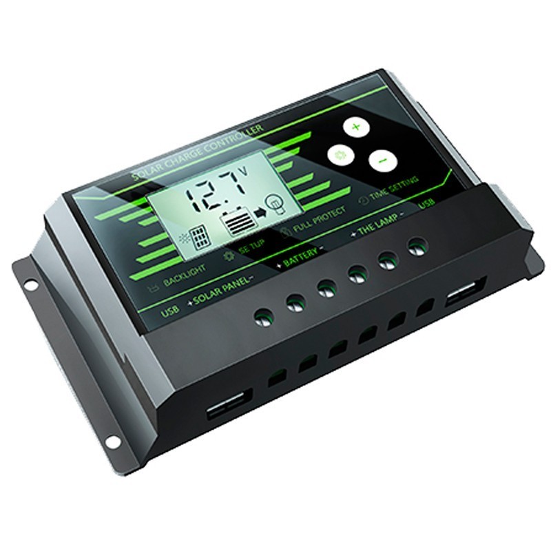 Regulador de carga PWM 12/24V.10A. Z-10, con doble USB