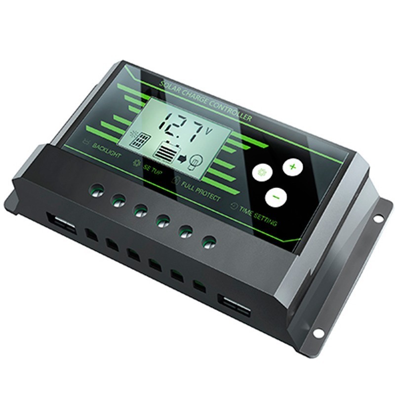 Regulador de carga PWM 12/24V.10A. Z-10, con doble USB