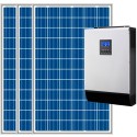 Kit fotovoltaico aislada 2950Wh/día, 230V/2400W con cargador 30A (Pot.: 900) Vbatetía: 24V.