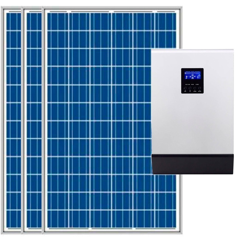 Kit fotovoltaico aislada 3900Wh/día, 230V/4000W con cargador 30A (Pot.: 1200 Wp) Vbatetía: 48V.