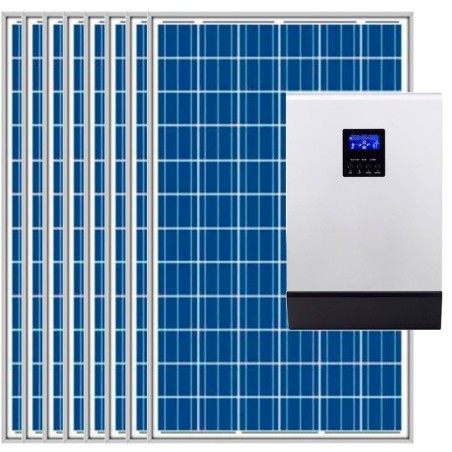 Kit fotovoltaico aislada 8100Wh/día, 230V/4000W con cargador 30A (Pot.: 2400 Wp) Vbatetía: 48V.